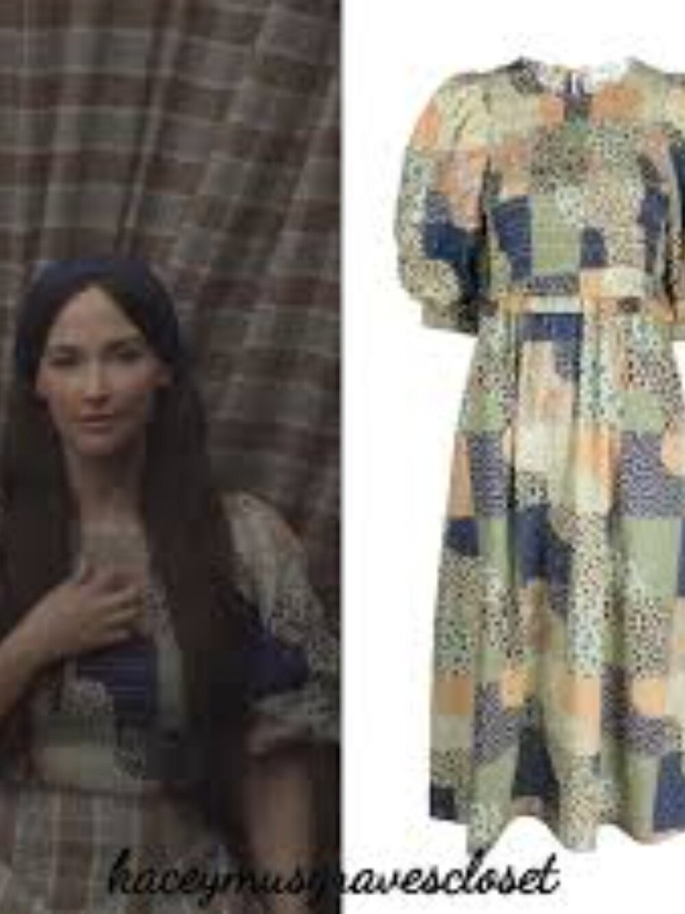 SEA New York Louie Midi Dress Puff sleeve Smocked Cotton Patchwork Cottagecore - Picture 7 of 16